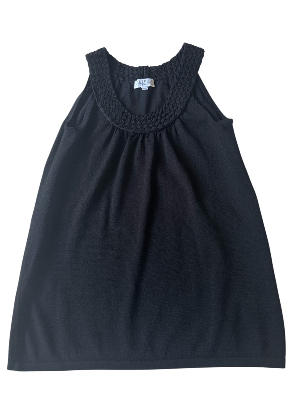 Joseph A. Braided Neckline Black Tank Top